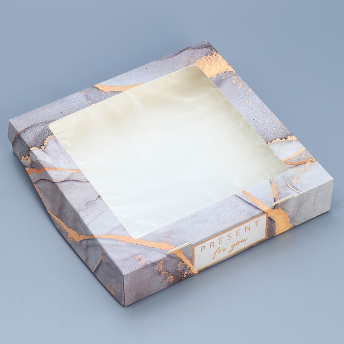 Коробка кондитерская складная, упаковка «Мрамор», 20 х 20 х 4 см коробка складная сердца оригами 20 х 20 х 4 см