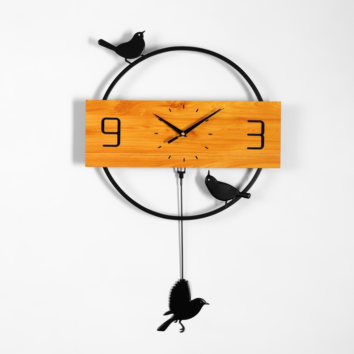 цена Часы настенные, серия: Маятник, Птички 40 х 60 см