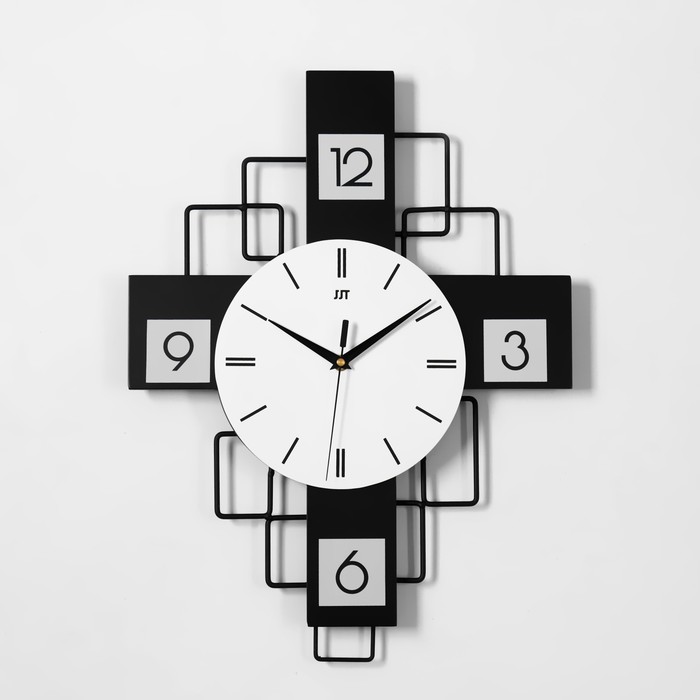 Часы настенные, серия: Лофт, Скандинавская геометрия, дискретный ход, 49.5 х 38 см, d-21см
