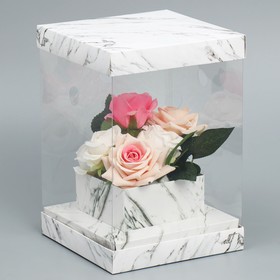Коробка для цветов с вазой и PVC окнами складная «Мрамор», 16 х 23 х 16 см Ош