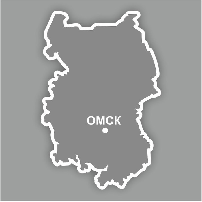 Наклейка Омская область, 300 х 250 мм, белая, плоттер
