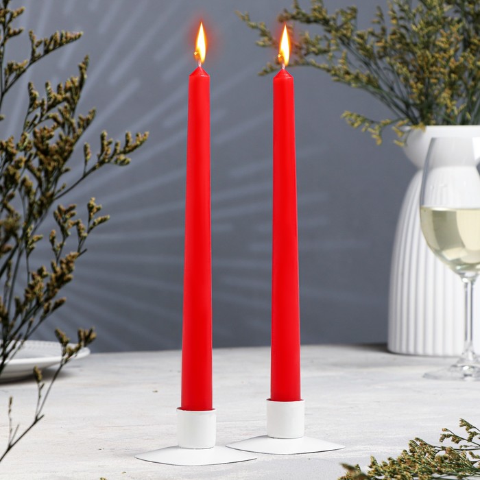 Набор свечей античных, 2,2х 25 см, 2 штуки, красный набор античных свечей 25 см 2 шт белый