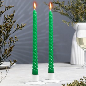 Набор свечей витых, 2,2х 25 см, 2 штуки, зелёный, подвес Ош