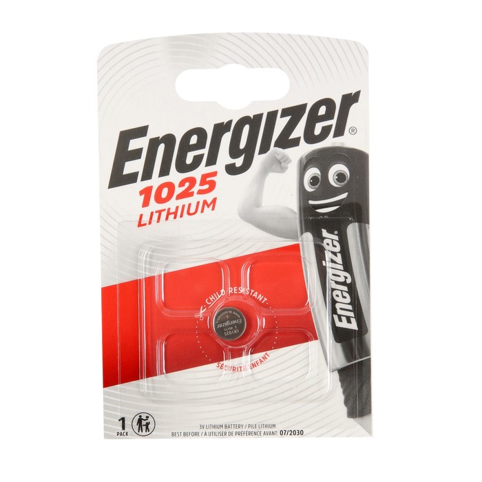 Батарейка литиевая Energizer, CR1025-1BL, 3В, блистер, 1 шт. батарейка литиевая gp cr2025 1bl 3в блистер 1 шт
