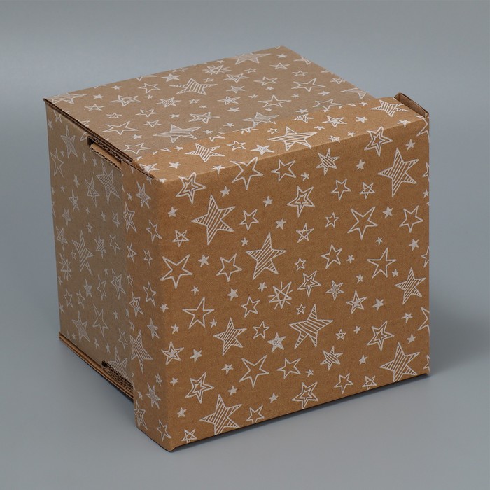 Складная коробка бурая «Звезды», 15х15х15 см 9285434
