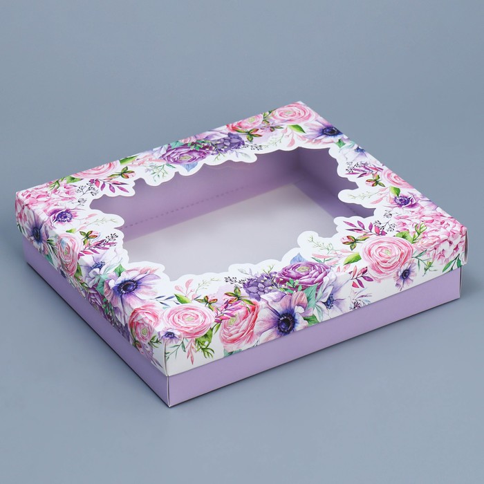 Коробка подарочная, упаковка, «Цветы» , 23.5 х 20.5 х 5.5 см