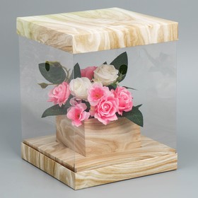 Коробка для цветов с вазой и PVC окнами складная «Дерево», 23 х 30 х 23 см Ош