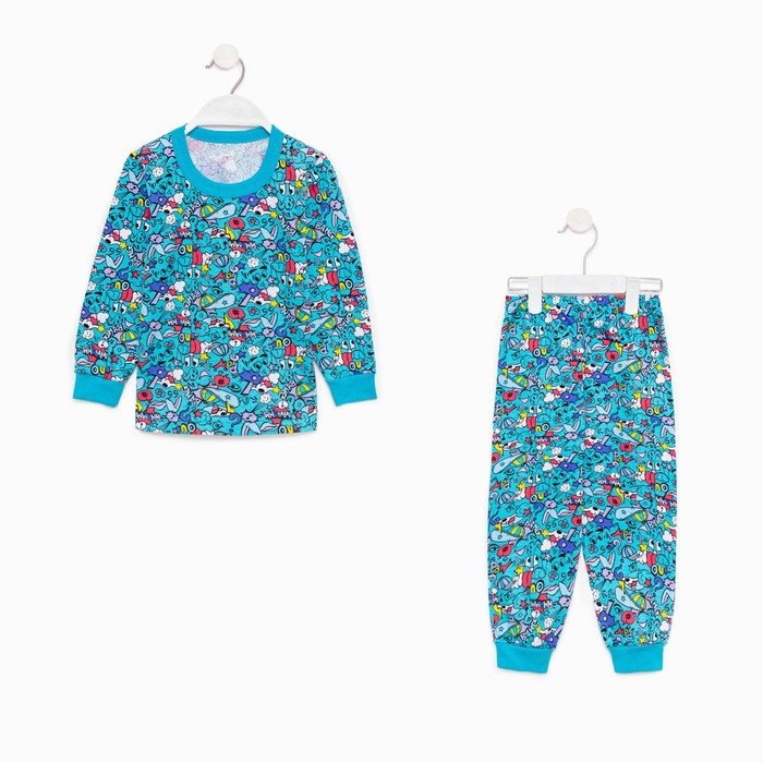 Пижама для мальчика, цвет голубой/абстракция, рост 92 см