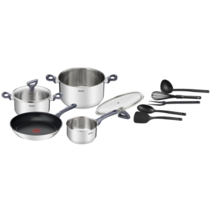 

Набор посуды Tefal, 5 предметов: 2 кастрюли - 3 л, 5.3 л, ковш - 1.5 л, 2 сковороды - d=28 см