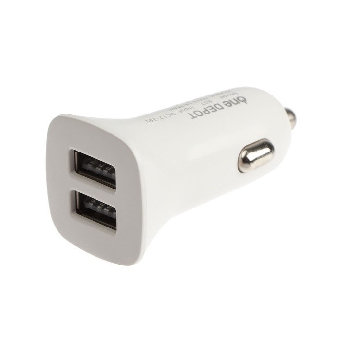 фото Автомобильное зарядное устройство one depot cr07 , 2 usb, 3.1 а, белое no name