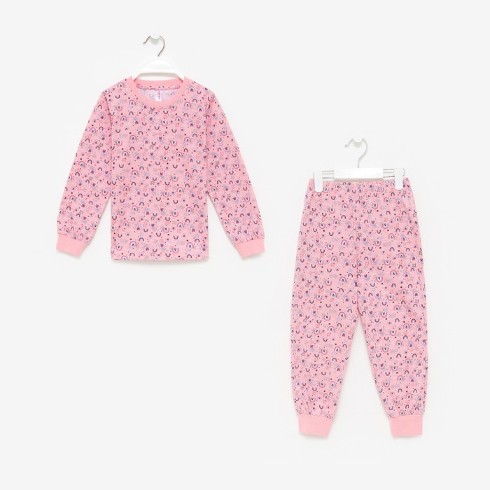 Пижама для девочки, цвет розовый/радуга, рост 110 см