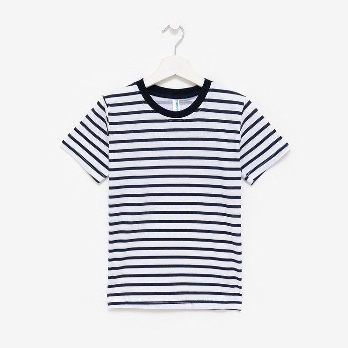 Фуфайка (футболка) для мальчика, цвет тёмно-синий/полоска, рост 140 см