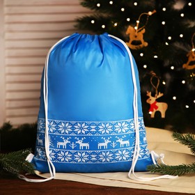 Мешок-рюкзак новогодний на шнурке, цвет голубой Ош