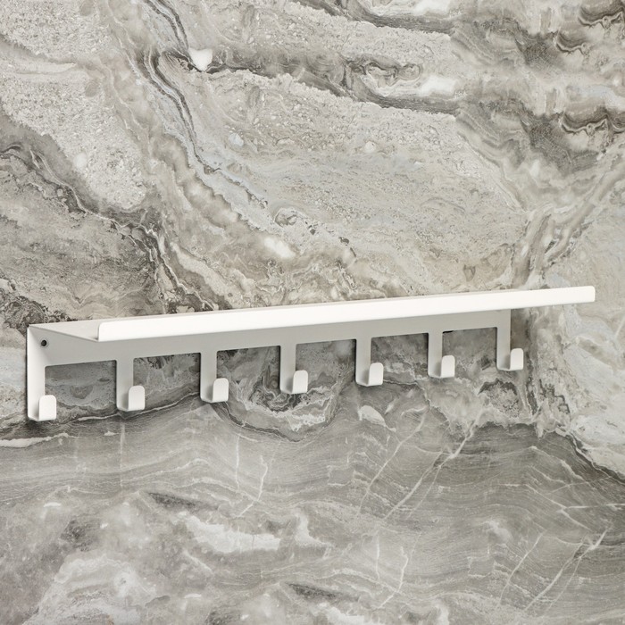 Полка с крючками «Лофт Арт», 50×10×7,5 см, цвет белый