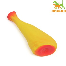 Игрушка пищащая для собак из латекса 'Окорок', 15 см, жёлтая/красная Ош