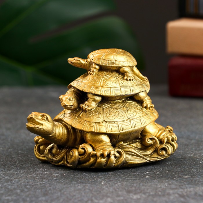 Фигура 3 черепахи старое золото, 8х11х7см