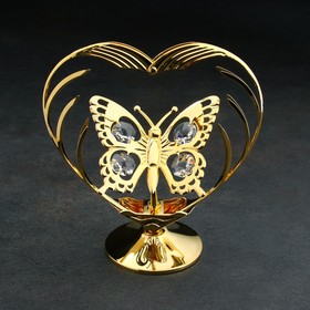 Сувенир 'Сердце с бабочкой', с кристаллами Ош