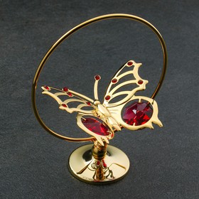 Сувенир 'Бабочка в кольце', красный, с кристаллами Ош