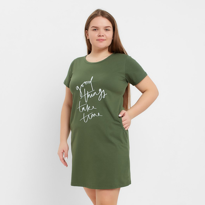 Ночная сорочка женская, цвет зелёный/принт, размер 52