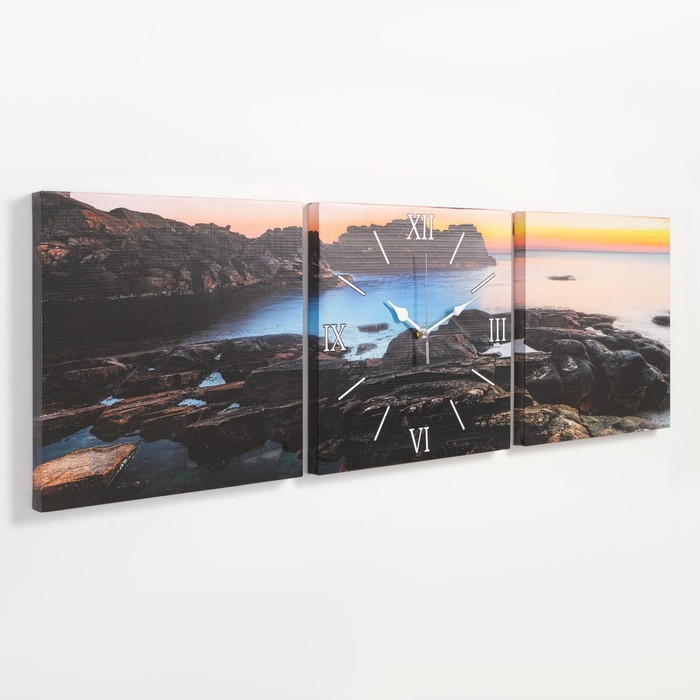 фото Часы настенные модульные, серия: природа, "море", 35 х 110 см сюжет