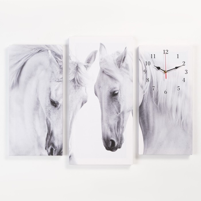Часы настенные модульные, серия: Животные, Лошади, 60 х 80 см часы настенные модульные белые тюльпаны 60 × 80 см