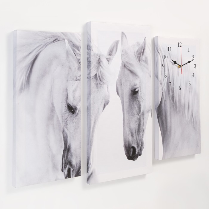 фото Часы настенные модульные, серия: животные, "лошади", 60 х 80 см сюжет