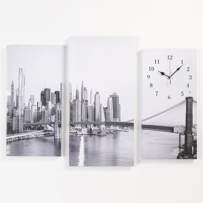Часы настенные модульные, серия: Город, Мост, 60 х 80 см часы настенные модульные белые тюльпаны 60 × 80 см