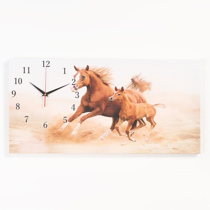 Часы-картина настенные, серия: Животные, Лошади, 40 х 76 см