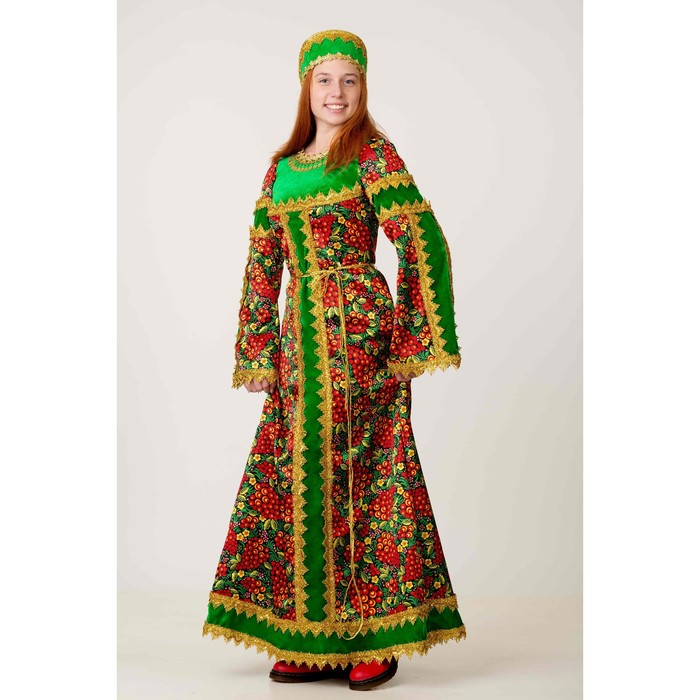 Карнавальный костюм «Сударыня расписная» цвет зелёный, размер 50