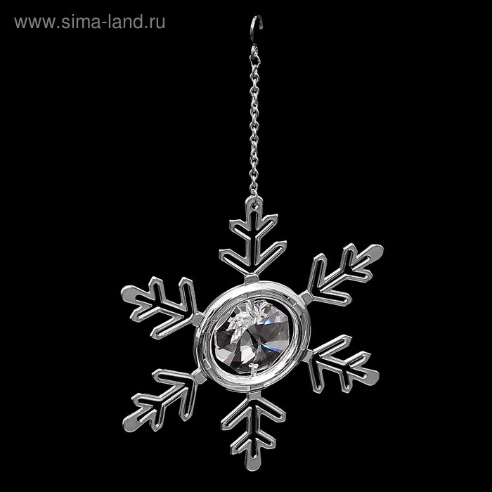 Сувенир «Cнежинка», подвесная, 8×0,5×9 см, с кристаллом