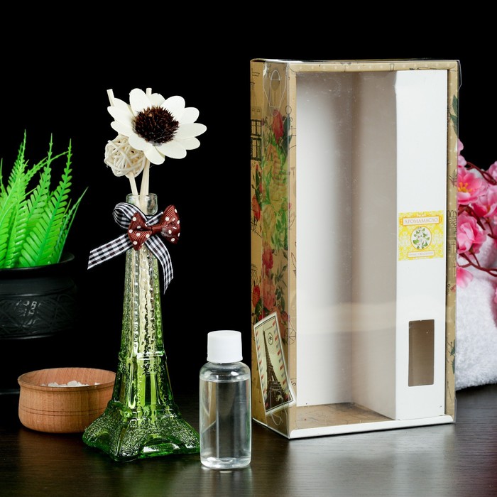 Набор подарочный "Эйфелева башня" (ваза, 2 палочки с шариками, декор, аромамасло 30 мл), аромат жасмин