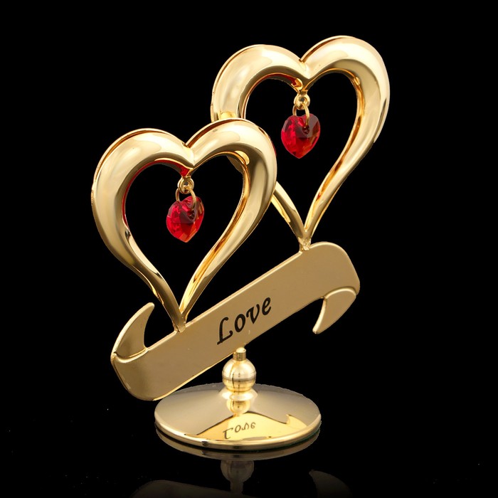 Сувенир «Два сердца», с кристаллами Сваровски, 8,5 см