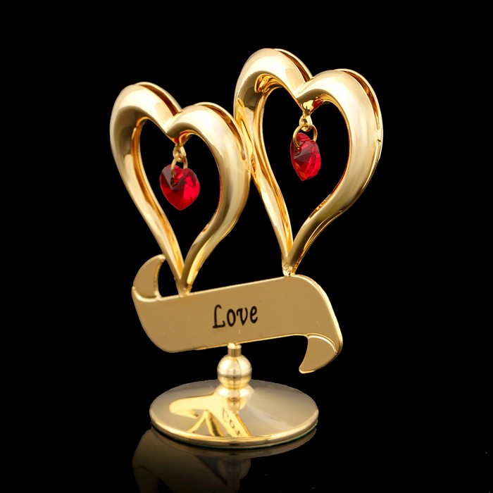 Сувенир «Два сердца», с кристаллами Сваровски, 8,5 см