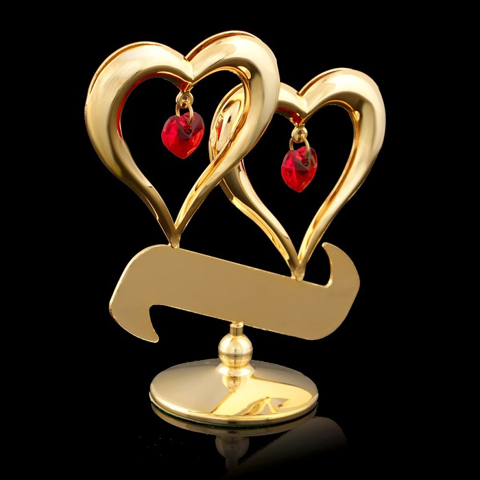 Сувенир «Два сердца», с кристаллами Сваровски, 8,5 см