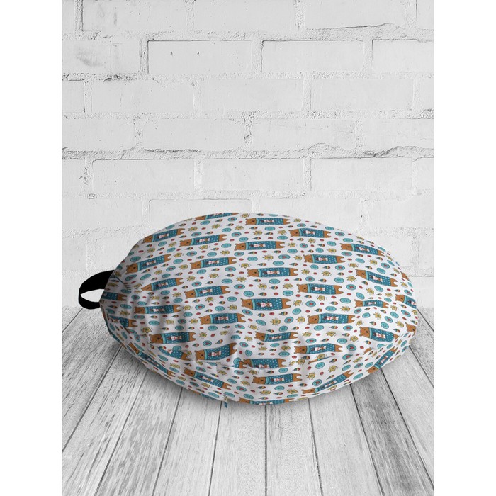 Подушка сидушка «Мишка с подарком», декоративная, d = 52 см