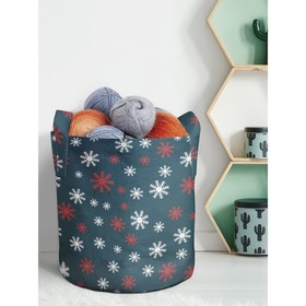 Текстильный мешок «Снежинки на синем фоне», для хранения вещей и игрушек, размер 30х30 см, 18.9 л