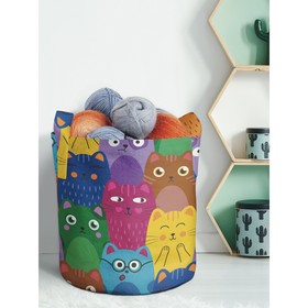 Текстильный мешок «Яркие цветные коты», для хранения вещей и игрушек, размер 30х30 см, 18.9 л