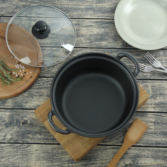 Кастрюля 3 л "Вольга", 25 см, стеклянная крышка