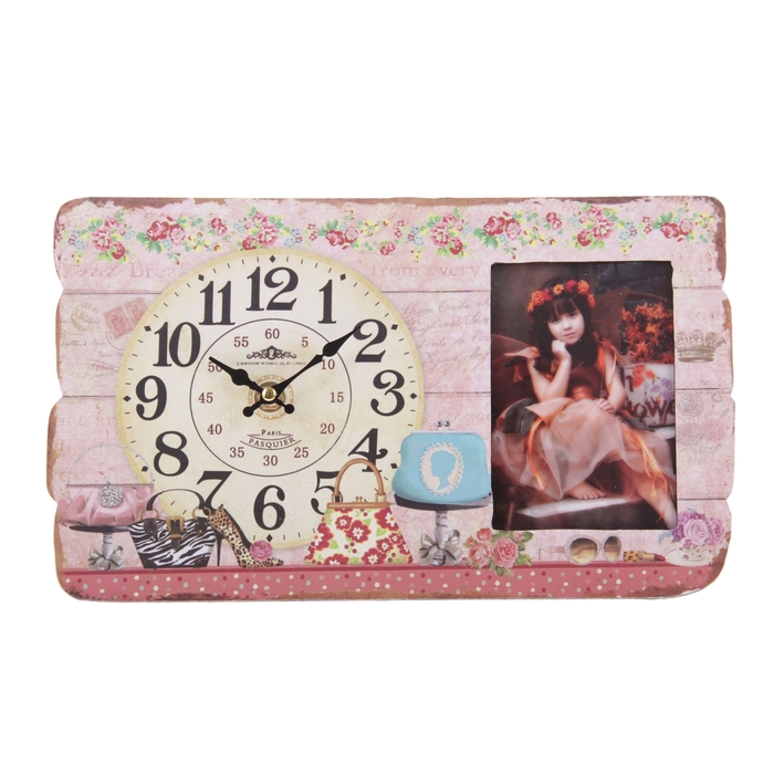 Часы настольные серия Ретро 1фоторамка (фото 12х8см) Женские штучки 19*30см