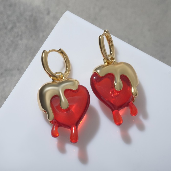 

Серьги «Таяние» сердце, цвет красный в золоте