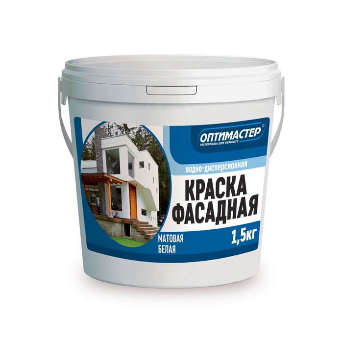 Краска ВД фасадная, белая, 1.5 кг