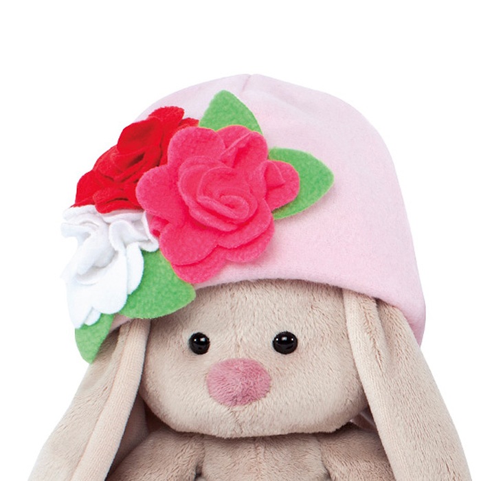 Мягкая игрушка "Зайка Ми" в шапочке с цветами, 18 см