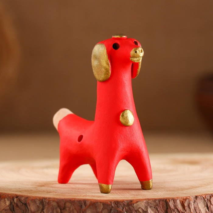 Абашевская игрушка - свистулька "Собачка", 12 см