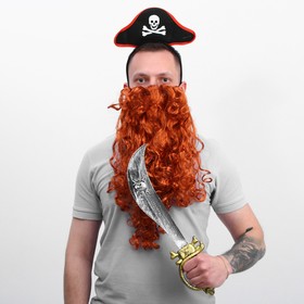 Карнавальный набор Пират рыжий,борода,сабля,ободок