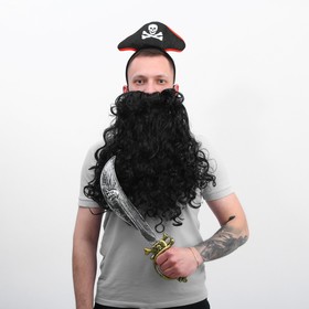 Карнавальный набор Пират черный,борода,сабля,ободок