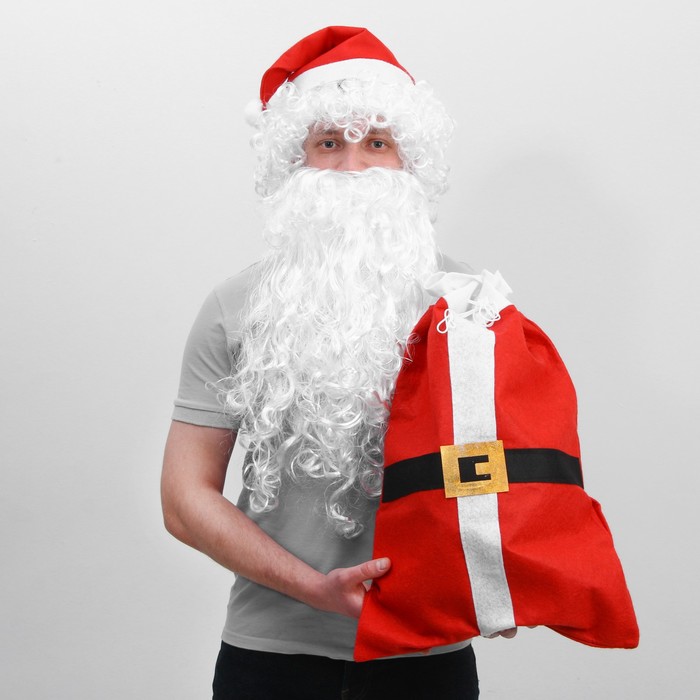 Карнавальный набор «Дед Мороза»: парик, борода, мешок с ремнем, колпак карнавальный набор деда мороза парик борода мешок с ремнем колпак 9405163