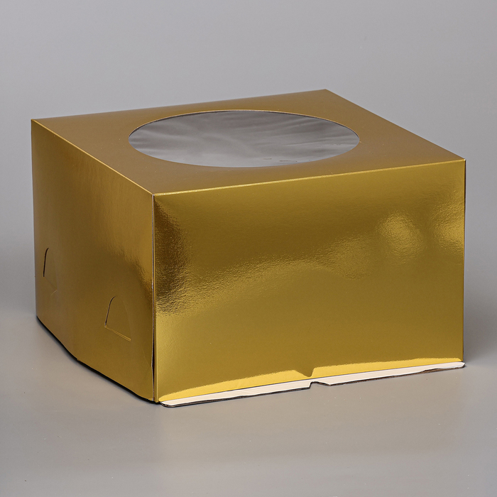 Кондитерская упаковка с окном, золотой, 30 х 30 х 19 см кондитерская упаковка с окном 30 х 30 х 25 см