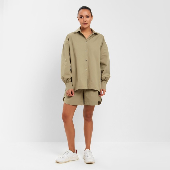 

Костюм женский (рубашка, шорты) MINAKU: Oversize цвет зелёный, размер 44