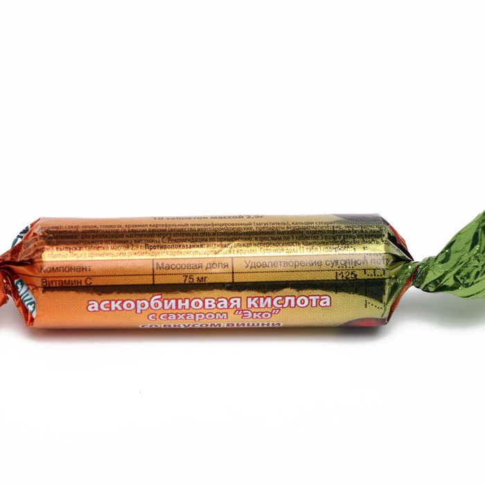 фото Аскорбиновая кислота со вкусом вишни экотекс, 10 таблеток по 2,9 г