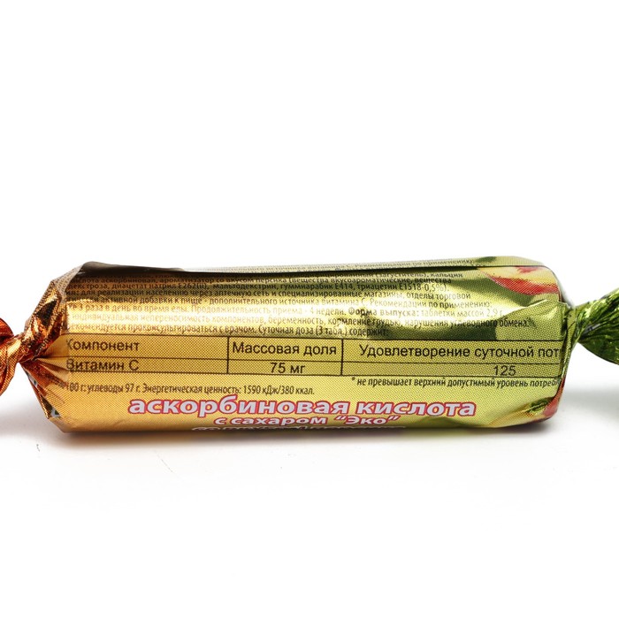 фото Аскорбиновая кислота со вкусом персика экотекс, 10 таблеток по 2,9 г